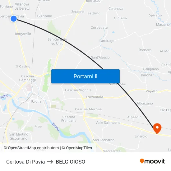 Certosa Di Pavia to BELGIOIOSO map