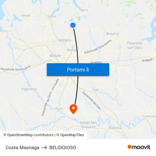 Costa Masnaga to BELGIOIOSO map