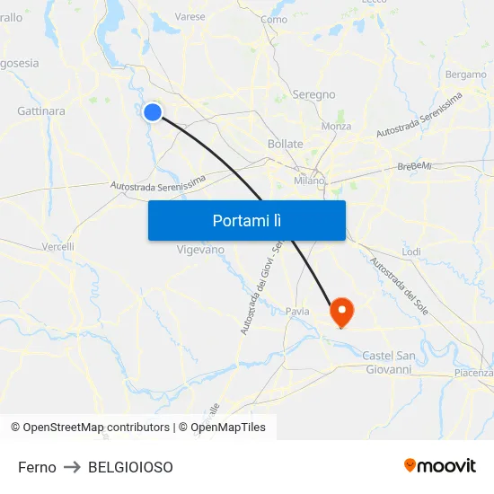 Ferno to BELGIOIOSO map