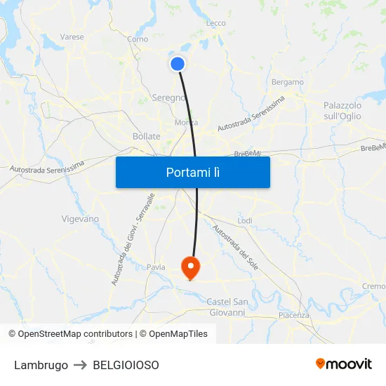 Lambrugo to BELGIOIOSO map