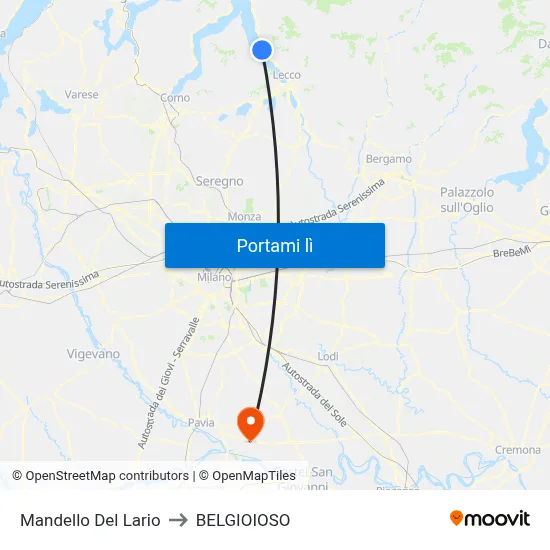 Mandello Del Lario to BELGIOIOSO map