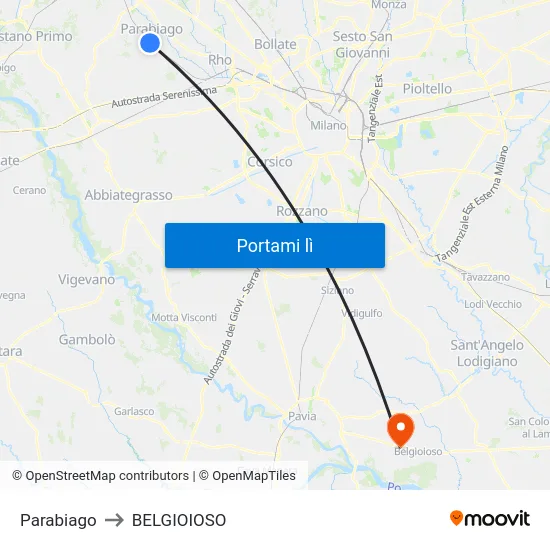 Parabiago to BELGIOIOSO map