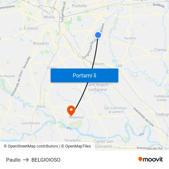 Paullo to BELGIOIOSO map