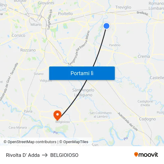 Rivolta D' Adda to BELGIOIOSO map