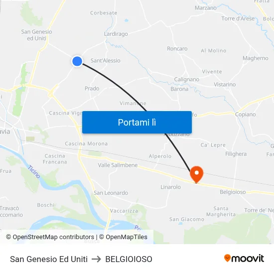 San Genesio Ed Uniti to BELGIOIOSO map