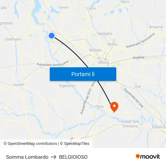 Somma Lombardo to BELGIOIOSO map