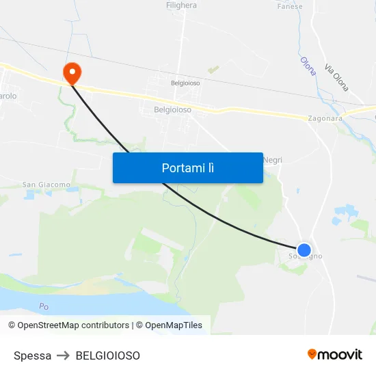Spessa to BELGIOIOSO map