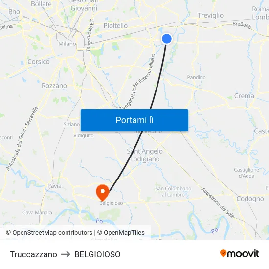 Truccazzano to BELGIOIOSO map