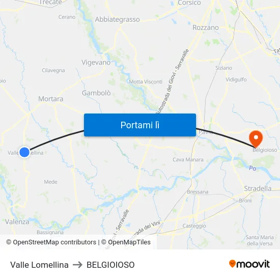 Valle Lomellina to BELGIOIOSO map