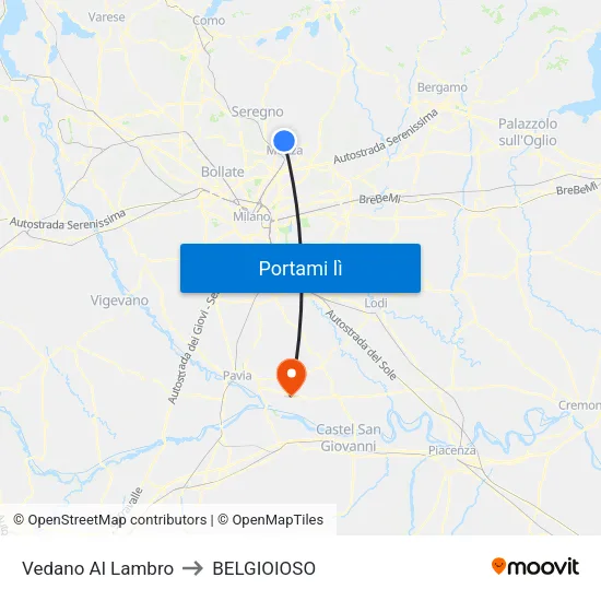 Vedano Al Lambro to BELGIOIOSO map