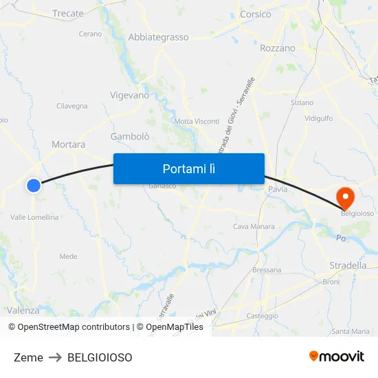 Zeme to BELGIOIOSO map