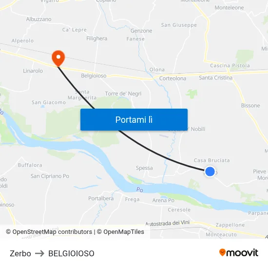 Zerbo to BELGIOIOSO map