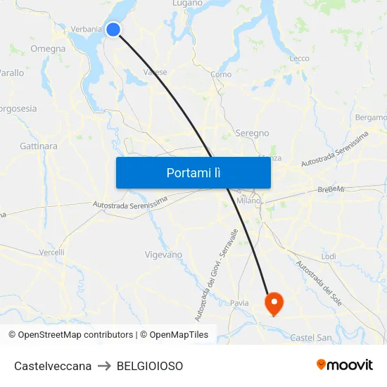 Castelveccana to BELGIOIOSO map