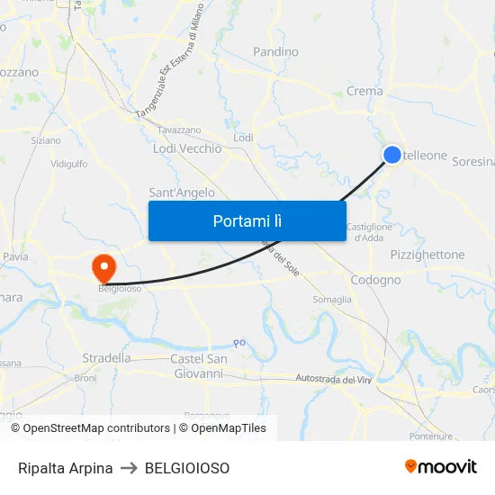 Ripalta Arpina to BELGIOIOSO map
