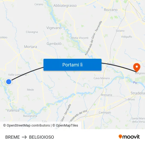 BREME to BELGIOIOSO map