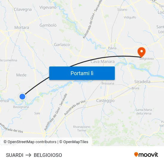 SUARDI to BELGIOIOSO map