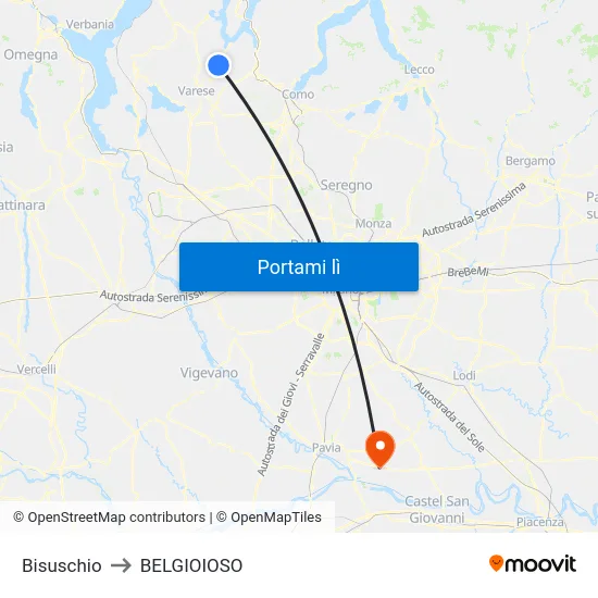 Bisuschio to BELGIOIOSO map