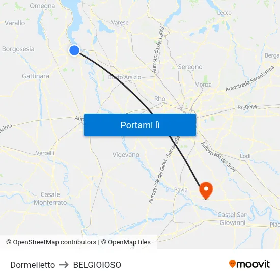 Dormelletto to BELGIOIOSO map