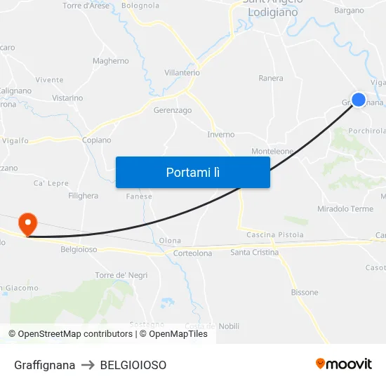 Graffignana to BELGIOIOSO map