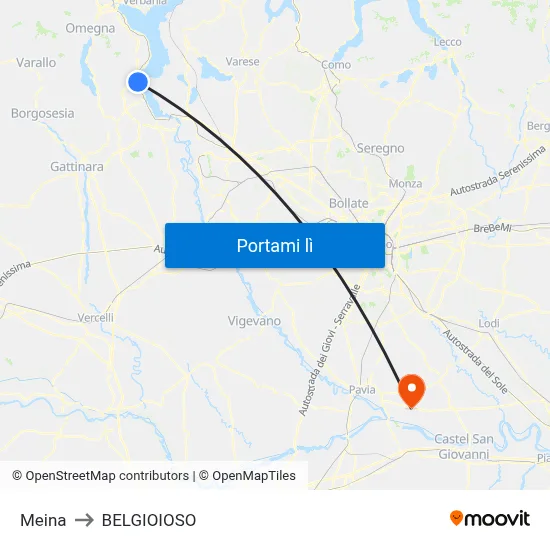 Meina to BELGIOIOSO map