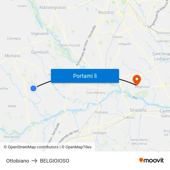 Ottobiano to BELGIOIOSO map