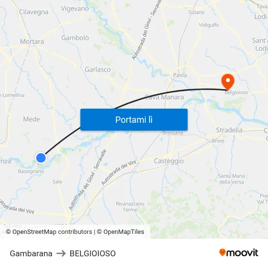 Gambarana to BELGIOIOSO map