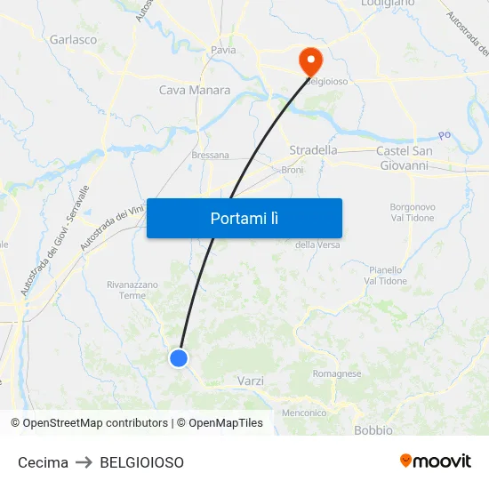 Cecima to BELGIOIOSO map
