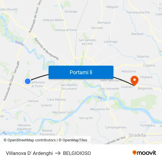 Villanova D' Ardenghi to BELGIOIOSO map