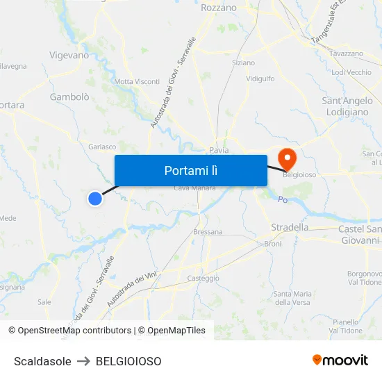 Scaldasole to BELGIOIOSO map