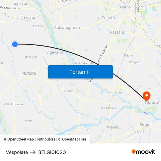 Vespolate to BELGIOIOSO map