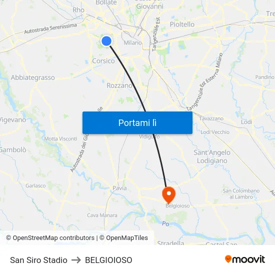 San Siro Stadio to BELGIOIOSO map