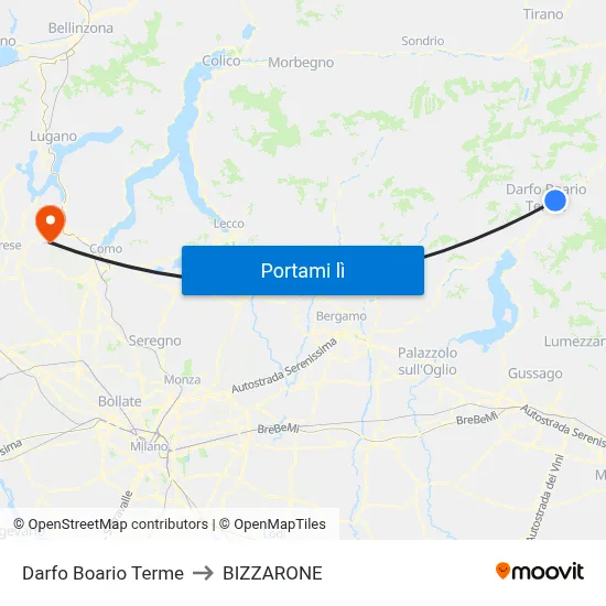 Darfo Boario Terme to BIZZARONE map