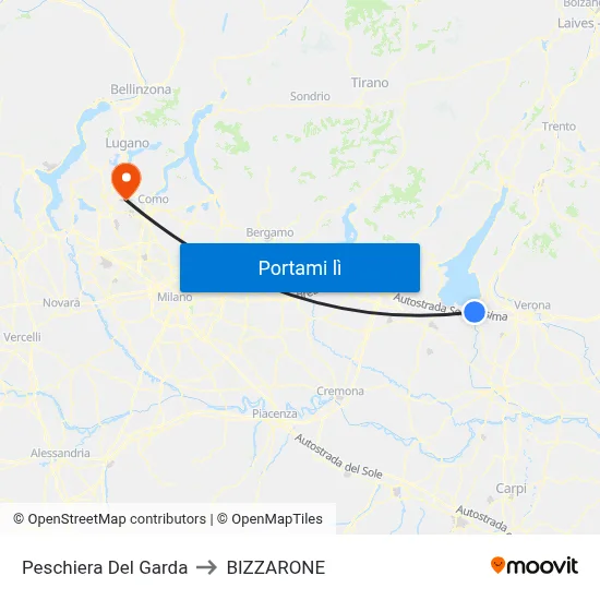 Peschiera Del Garda to BIZZARONE map