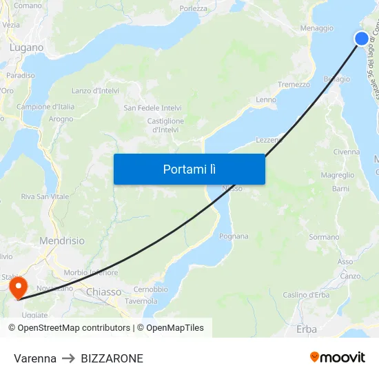 Varenna to BIZZARONE map