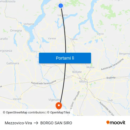Mezzovico-Vira to BORGO SAN SIRO map
