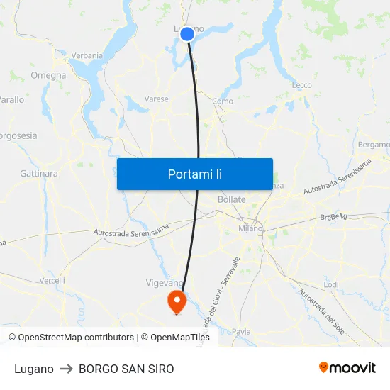 Lugano to BORGO SAN SIRO map