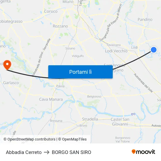 Abbadia Cerreto to BORGO SAN SIRO map