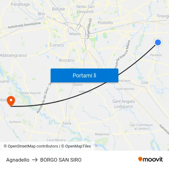 Agnadello to BORGO SAN SIRO map