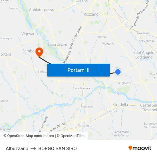 Albuzzano to BORGO SAN SIRO map