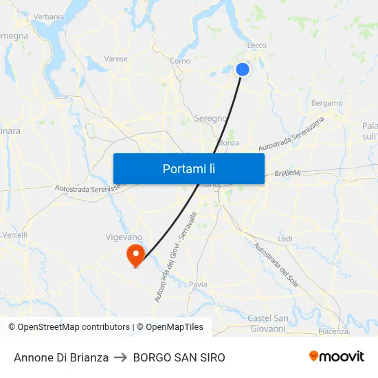 Annone Di Brianza to BORGO SAN SIRO map