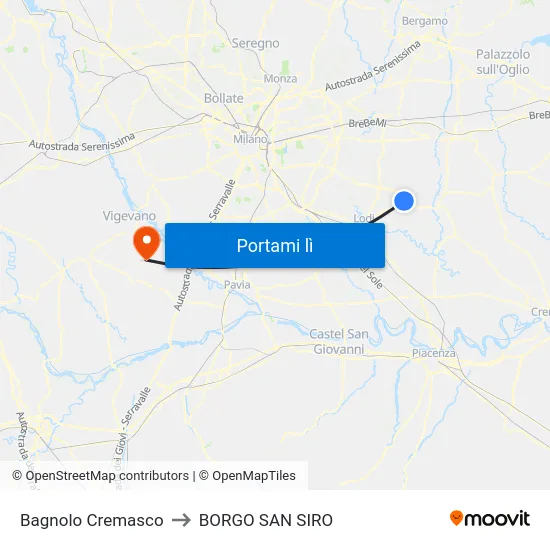 Bagnolo Cremasco to BORGO SAN SIRO map