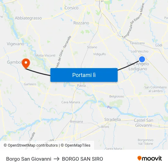 Borgo San Giovanni to BORGO SAN SIRO map