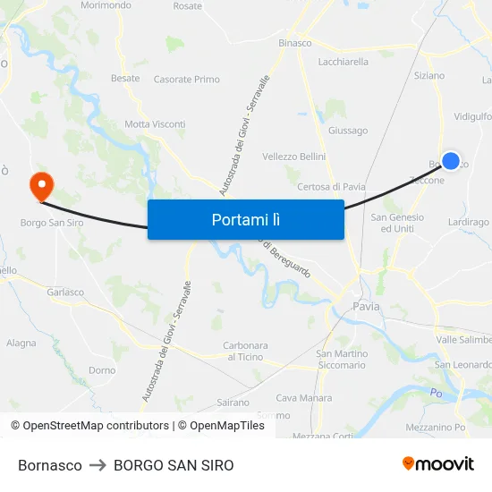 Bornasco to BORGO SAN SIRO map