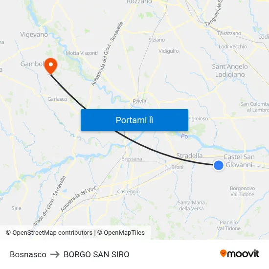 Bosnasco to BORGO SAN SIRO map