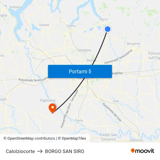 Calolziocorte to BORGO SAN SIRO map