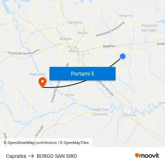 Capralba to BORGO SAN SIRO map