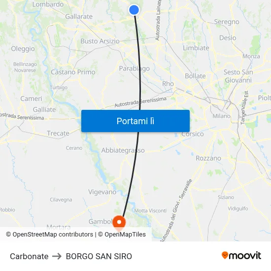 Carbonate to BORGO SAN SIRO map