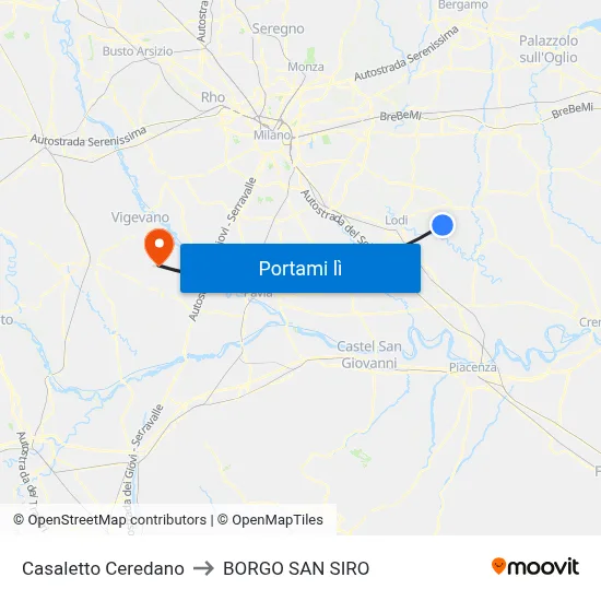 Casaletto Ceredano to BORGO SAN SIRO map