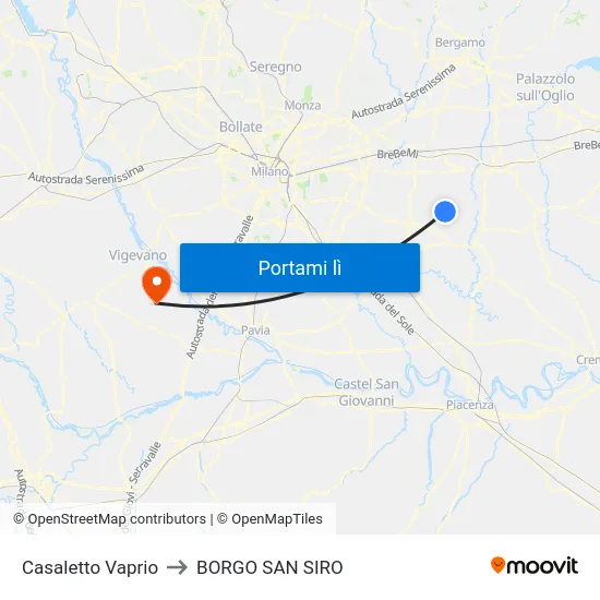 Casaletto Vaprio to BORGO SAN SIRO map