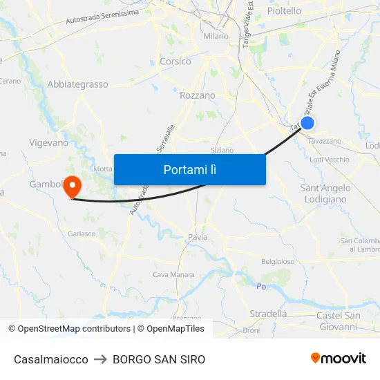 Casalmaiocco to BORGO SAN SIRO map
